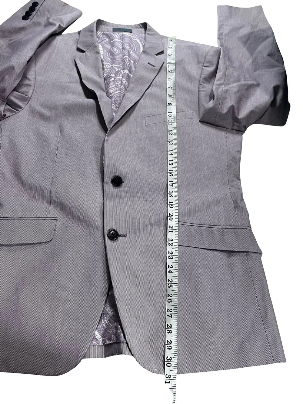 Madison Suit Jacket Sports Coat 2 Button Purple Pinstripe Sz 40R 100% Cotton